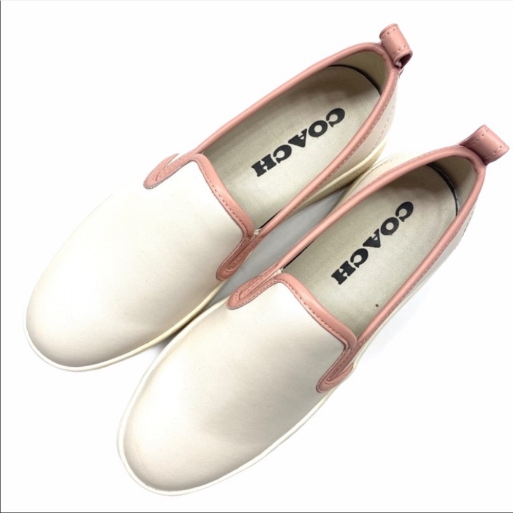 NEW Coach Off White Slip-On Sneaker Pink Trim